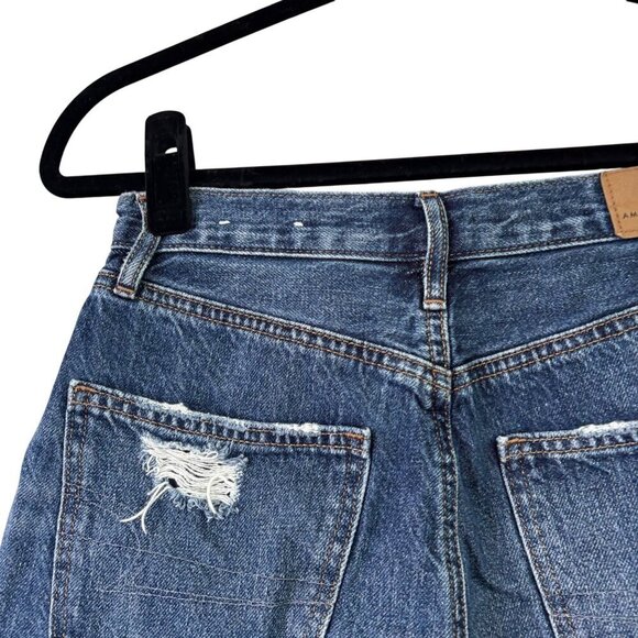 American Eagle Women's 90's Boyfriend Shorts Distressed Dark Wash Size 0 - Picture 6 of 14